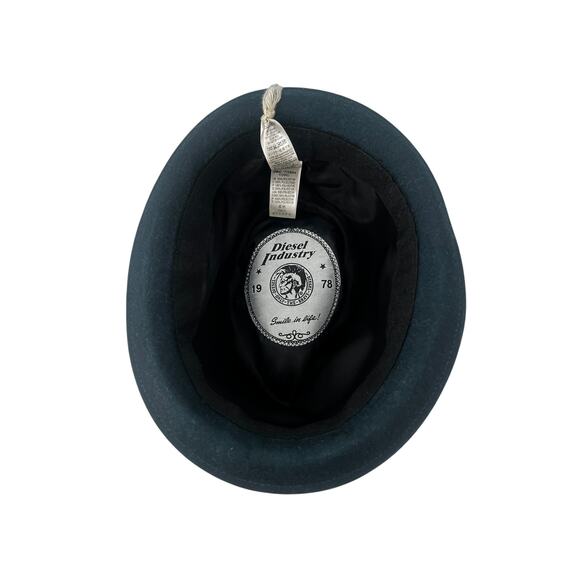 Diesel Industry 100% Wool Fedora Hat Black Made in Macedonia Size 11 - Picture 3 of 6